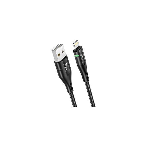 Кабель Hoco U93 Shadow iP, Lightning (m) - USB (m), 1.2м, в оплетке, 2.4A, черный [u93 shadow ip] фото 1