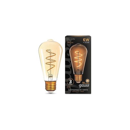 Упаковка ламп филаментная GAUSS E27, эдисон, 6Вт, ST64, 10 шт. [157802006] фото 1