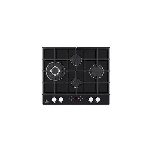 Газовая варочная панель LEX GVG 644 T BL, 4 конфорки, закаленное стекло, черный фото 1