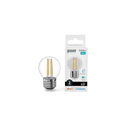 Упаковка ламп филаментная GAUSS E27, шар, 8Вт, 10 шт. [52228] фото 1