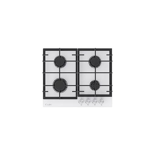 Газовая варочная панель LEX GVG 642A WH, 4 конфорки, закаленное стекло, белый фото 1
