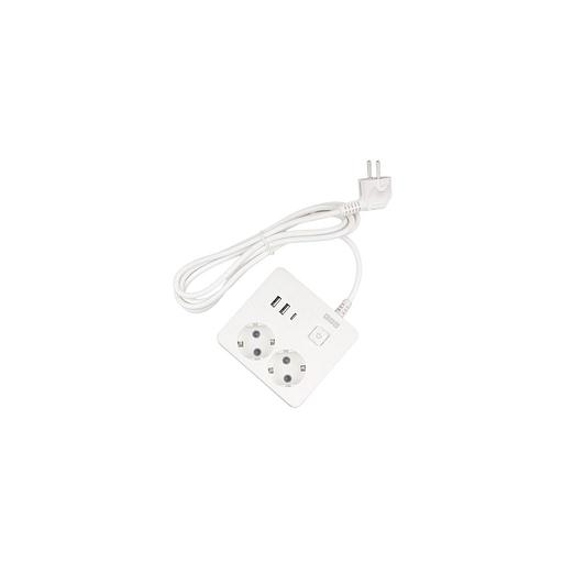Сетевой удлинитель PowerCube PC-1-2M, 1.9м, белый фото 1