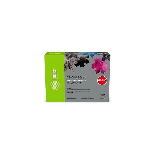 Набор чернил Cactus CS-GI-490SET, для Canon, голубой/пурпурный/желтый/черный фото 1