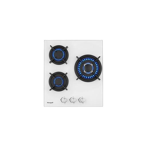 Газовая варочная панель WEISSGAUFF HGG 451 WGh Nano, 3 конфорки, закаленное стекло, белый фото 1