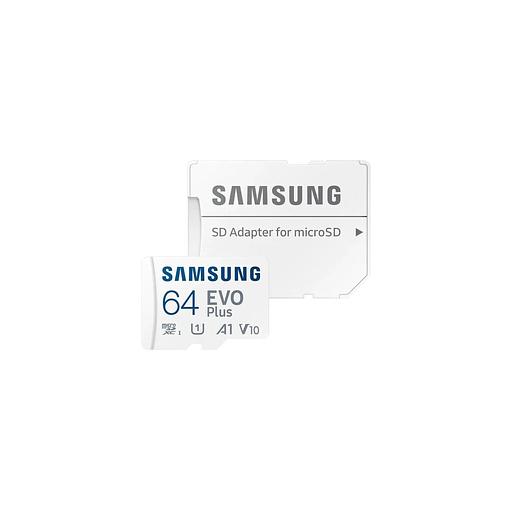Карта памяти microSDXC UHS-I U1 Samsung EVO Plus 64 ГБ, 160 МБ/с, Class 10, MB-MC64SA, 1 шт., переходник SD фото 1