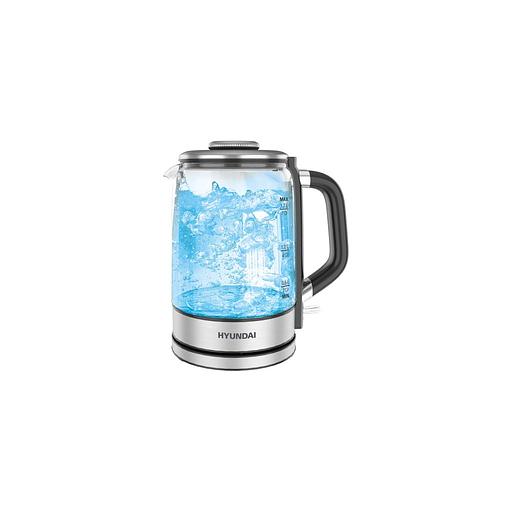 Чайник электрический Hyundai HYK-G5501, 2200Вт, серебристый и черный фото 1
