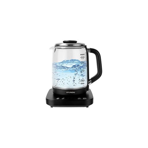 Чайник электрический Hyundai HYK-G5506, 2200Вт, черный и серебристый фото 1