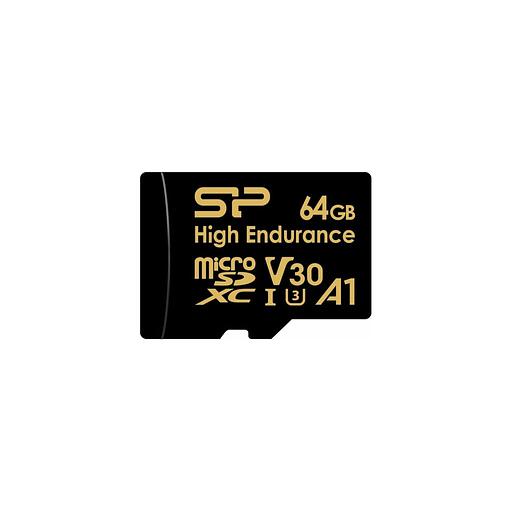 Карта памяти microSDXC UHS-I U3 Silicon Power High Endurance 64 ГБ, 100 МБ/с, Class 10, SP064GBSTXDV3V1HSP, 1 шт., с адаптером фото 1