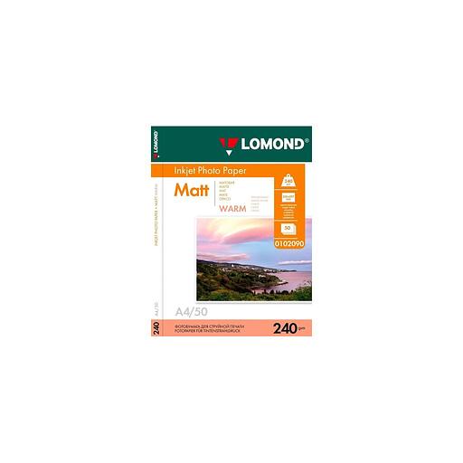 Фотобумага Lomond A4, для струйной печати, 50л, 240г/м2, тепло-белый, покрытие матовое [0102090] фото 1