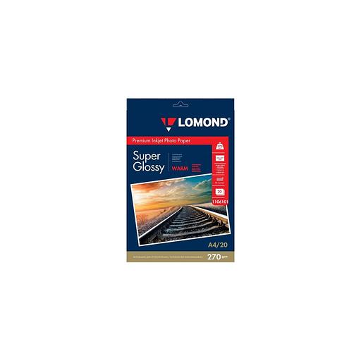 Фотобумага Lomond Premium A4, для струйной печати, 20л, 270г/м2, тепло-белый, покрытие супер глянец [1106101] фото 1