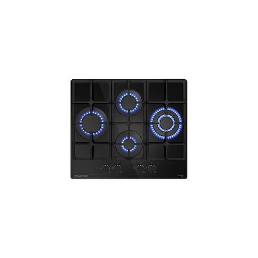 Газовая варочная панель MEFERI Glass Ultra MGH604, 4 конфорки, закаленное стекло, черный фото 1