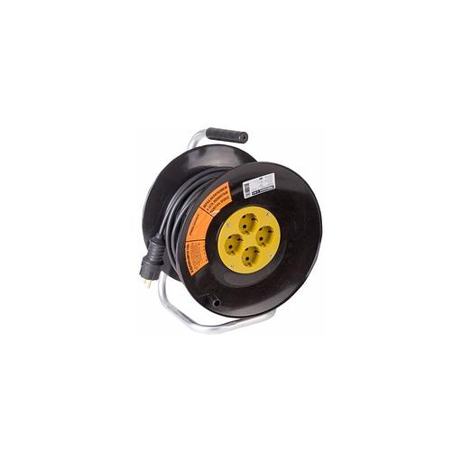 Удлинитель силовой PROCONNECT Professional, розеток 4шт, 3x2.5 кв.мм, 16A, 30м, ПВС, катушка, черный [11-7613] фото 1