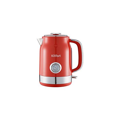 Чайник электрический KitFort КТ-6791, 2200Вт, красный и серебристый фото 1