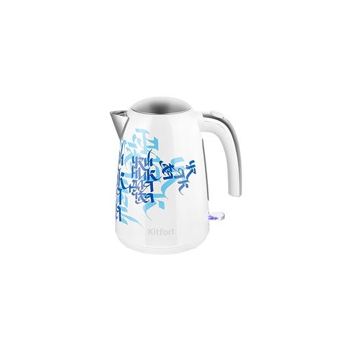 Чайник электрический KitFort КТ-6772, 2200Вт, белый и синий фото 1