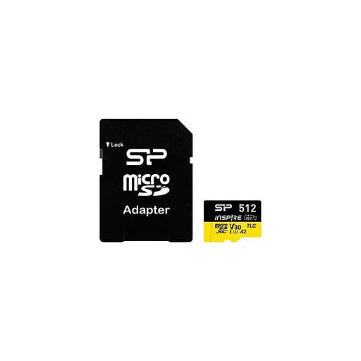 Карта памяти microSDXC UHS-I U3 Silicon Power Inspire 512 ГБ, 170 МБ/с, Class 10, SP512GBSTXLA2V1NSP, 1 шт., с адаптером фото 1