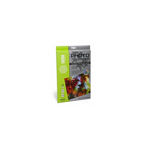 Фотобумага Cactus CS-GA413050, A4, для струйной печати, 50л, 130г/м2, белый, покрытие глянцевое фото 1