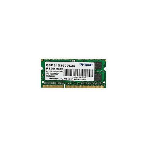 Оперативная память Patriot PSD34G1600L2S DDR3L - 1x 4ГБ 1600МГц, для ноутбуков (SO-DIMM), Ret фото 1
