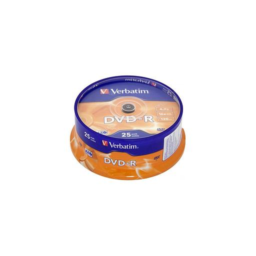 Оптический диск DVD-R Verbatim 4.7ГБ 16x, 25шт., cake box [43522] фото 1
