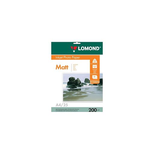 Фотобумага Lomond A4, для струйной печати, 25л, 200г/м2, белый, покрытие матовое /матовое [0102052] фото 1