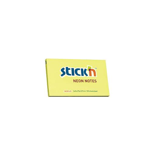 Блок самоклеящийся бумажный STICK`N 21135, 76x127, 100 л, неон, желтый фото 1