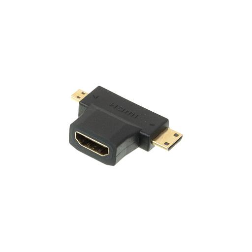 Переходник аудио-видео HDMI (f) - Micro HDMI (m), Mini HDMI (m), черный [+ mini hdmi (male)] фото 1