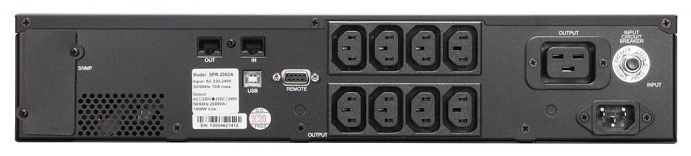 ИБП SPR-1500, линейно-интерактивный, 1500 ВA, 1200 Вт, LCD, Rack/Tower, 8 розеток IEC320 C13 с резервным питанием, USB, RS-232, слот под SNMP карту, защита RJ45, ШхГхВ 428x453x84 мм, 20.5 кг Powercom SPR-1500 LCD фото 4