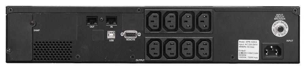ИБП SPR-3000 LCD линейно-интерактивный, 3000 ВA, 2400 Вт, LCD, Rack/Tower, 8 розеток IEC320 C13 и 1 розетка C19 с резервным питанием, USB, RS-232, слот под SNMP карту, защита RJ45, ШхГхВ 428 x 431 x 84 мм 31.5 кг PowerCom Smart King Pro+ SPR-3000 LCD фото 3