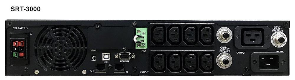 ИБП SRT-1500A, линейно-интерактивный, 1500ВА, 1350Вт, LCD, Rack/Tower, 8 розеток IEC320 C13 с резервным питанием, USB, RS-232, слот под SNMP карту, EPO, защита RJ45, ШхГхВ 428х563х84мм., вес 24кг. Powercom Smart Rack&SPR-1500A LCD (SRT-1500A LCD) фото 6
