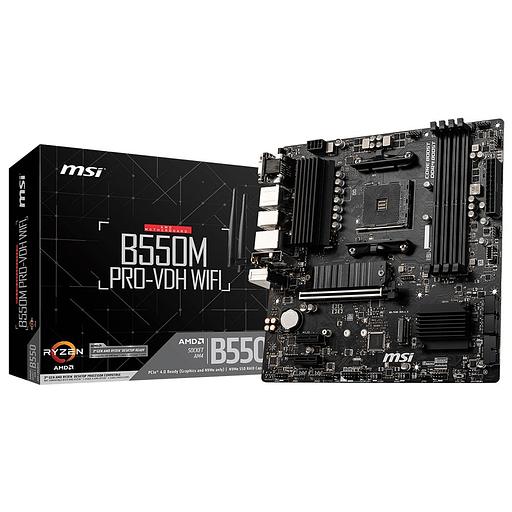 Материнская плата MSI B550M PRO-VDH WIFI Soc-AM4 AMD B550 4xDDR4 mATX AC`97 8ch(7.1) GbLAN RAID+HDMI+DP фото 1