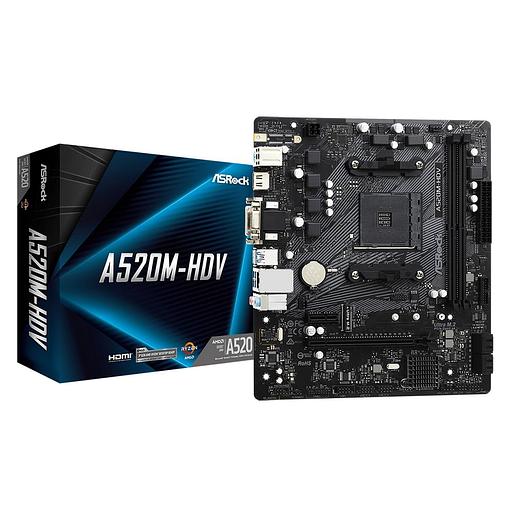 Материнская плата Asrock A520M-HDV Soc-AM4 AMD A520 2xDDR4 mATX AC`97 8ch(7.1) GbLAN RAID+VGA+DVI+HDMI фото 1