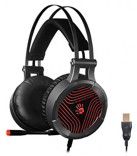 Наушники с микрофоном A4Tech Bloody G530 черный/серый 1.8м мониторные оголовье (G530) фото 1