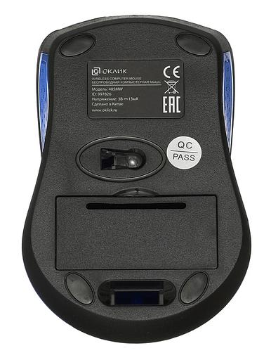 Мышь Оклик 485MW черный/синий оптическая (1200dpi) беспроводная USB (2but) фото 6