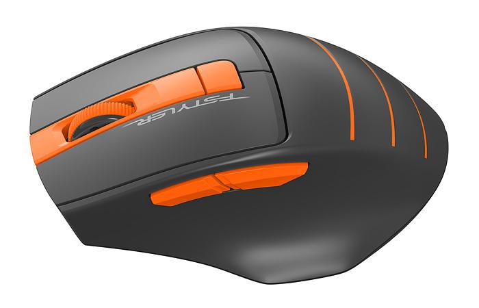 Мышь A4Tech Fstyler FG30 серый/оранжевый оптическая (2000dpi) беспроводная USB (6but) фото 3