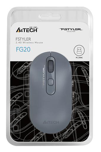 Мышь A4Tech Fstyler FG20 пепельный/синий оптическая (2000dpi) беспроводная USB для ноутбука (4but) фото 4