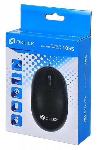 Мышь Оклик 105S черный оптическая (800dpi) USB для ноутбука (2but) фото 5