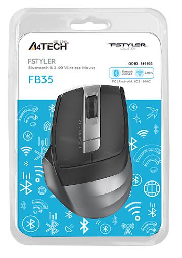 Мышь A4Tech Fstyler FB35 серый оптическая (2000dpi) беспроводная BT/Radio USB (6but) фото 3