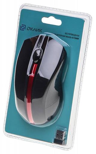Мышь Оклик 615MW черный/красный оптическая (1000dpi) беспроводная USB (2but) фото 5