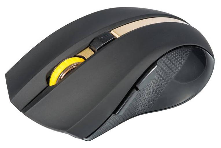 Мышь Оклик 495MW черный/золотистый оптическая (1600dpi) беспроводная USB (6but) фото 2