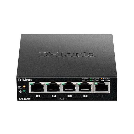 Коммутатор D-Link DES-1005P/B1A 5x100Mb 4PoE 60W неуправляемый фото 2