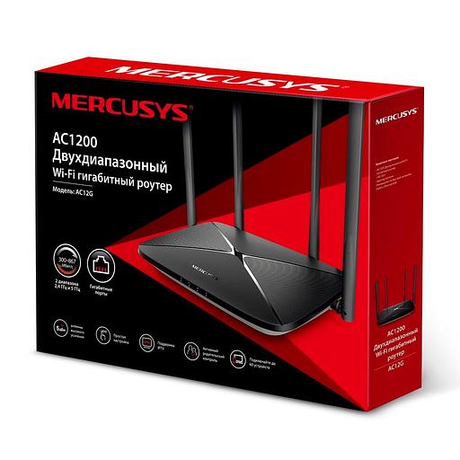 Роутер беспроводной Mercusys AC12G AC1200 10/100/1000BASE-TX черный (упак.:1шт) фото 3