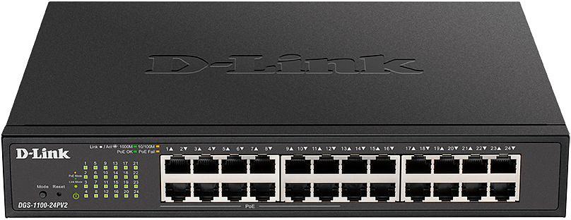 Коммутатор D-Link DGS-1100-24PV2/A1A 24G 12PoE+ 100W настраиваемый фото 1