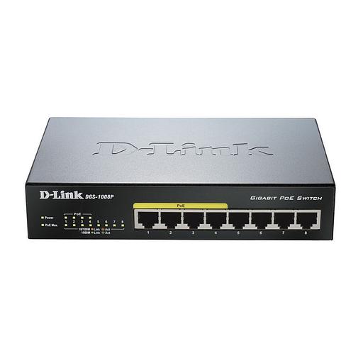 Коммутатор D-Link DGS-1008P/E1A 8G 4PoE+ 80W неуправляемый фото 1