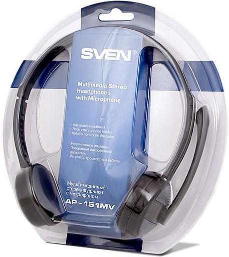 Наушники накладные Sven AP-151MV 1.2м черный проводные оголовье фото 6