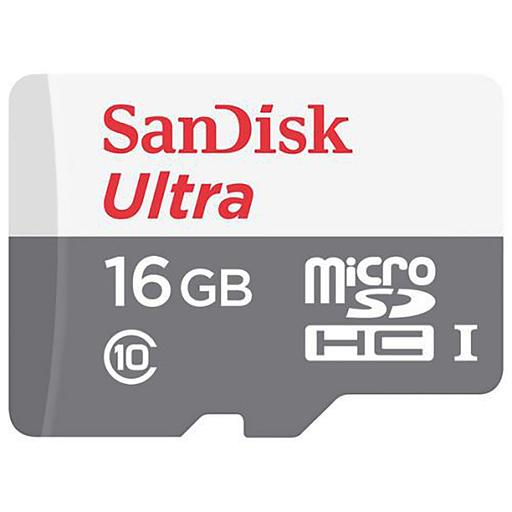 Флеш карта microSDHC 16Gb Class10 Sandisk SDSQUNS-016G-GN3MN Ultra 80 w/o adapter фото 1