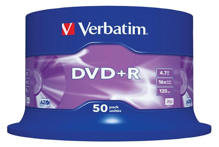 Диск DVD+R Verbatim 4.7Gb 16x Cake Box (50шт) (43550) фото 1