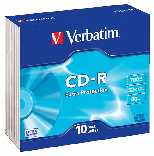 Диск CD-R Verbatim 700Mb 52x Slim case (10шт) (43415) фото 2