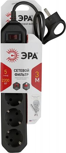 Сетевой фильтр Эра USF-5es-3m-B 3м (5 розеток) черный (коробка) фото 2
