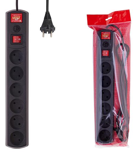 Сетевой фильтр Most LR 1.7м (6 розеток) черный (коробка) фото 1