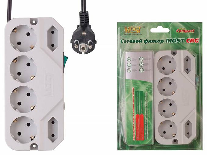 Сетевой фильтр Most СRG 2м (6 розеток) белый (коробка) фото 1