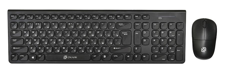 Клавиатура + мышь Оклик 220M клав:черный мышь:черный USB беспроводная slim Multimedia фото 1